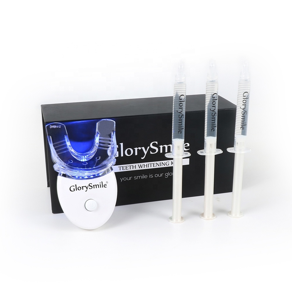 GlorySmile Oral Care PAP GEL Whiten-Zahnkalt-Blau-Mini-LED-Lichtzähne Whitening-Gerät Batterie Home Zähne Whitening Kit