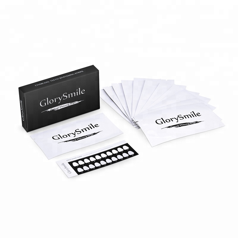 Teeth Whitening Strips Manufacturer Activated Coconut Charcoal CE 28PCS Natural Black Custom Logo