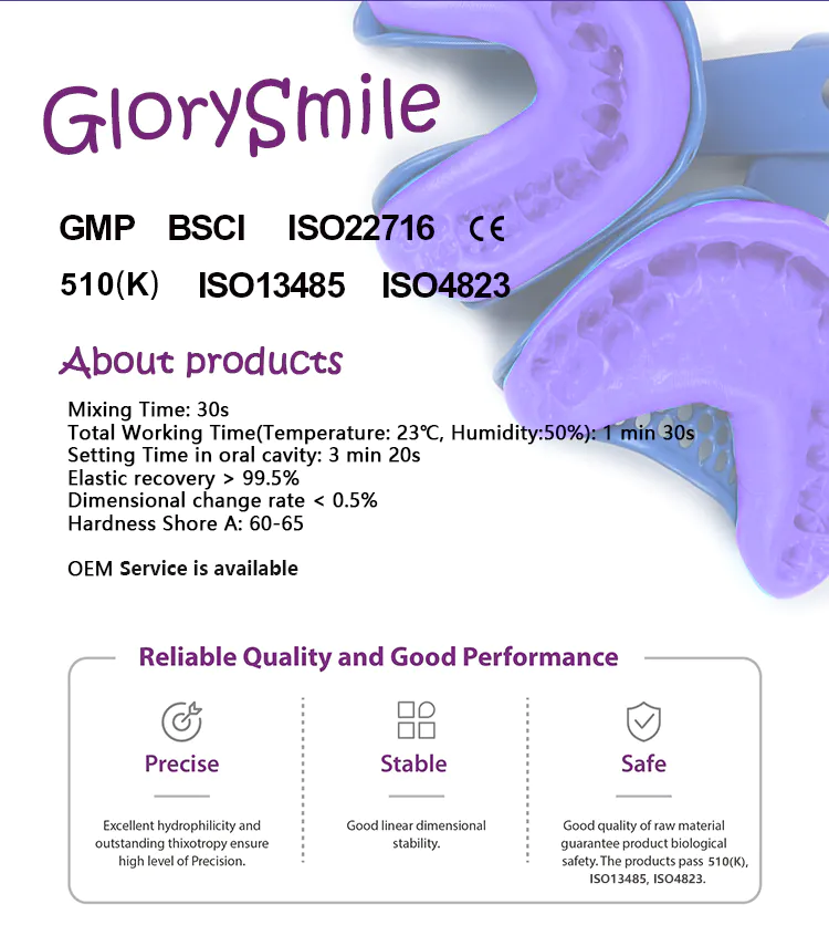 GlorySmile Impression Material company for whitening teeth