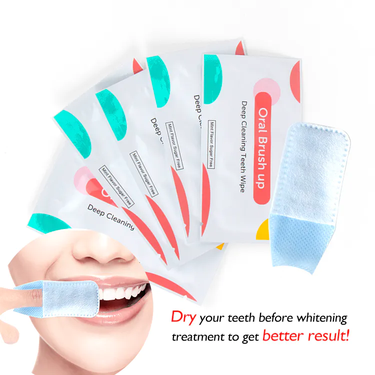 OEM ODM Deep Cleaning Teeth Wipes Finger Brush Teeth Wipes Oral Brush Up